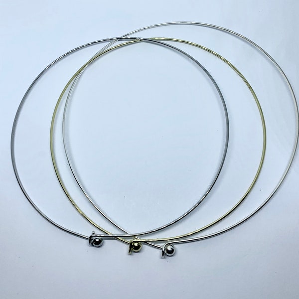 Neck wire, Round Metal Wire Choker Necklace,1.5 MM Thickness, Easy Wear Choker, End Metal Ball Neck wire, Screwed Ball, Jewelry Supplies#303