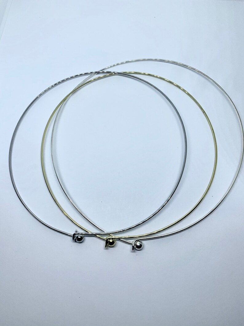 Neck wire, Round Metal Wire Choker Necklace,1.5 MM Thickness, Easy Wear Choker, End Metal Ball Neck wire, Screwed Ball, Jewelry Supplies303 image 1