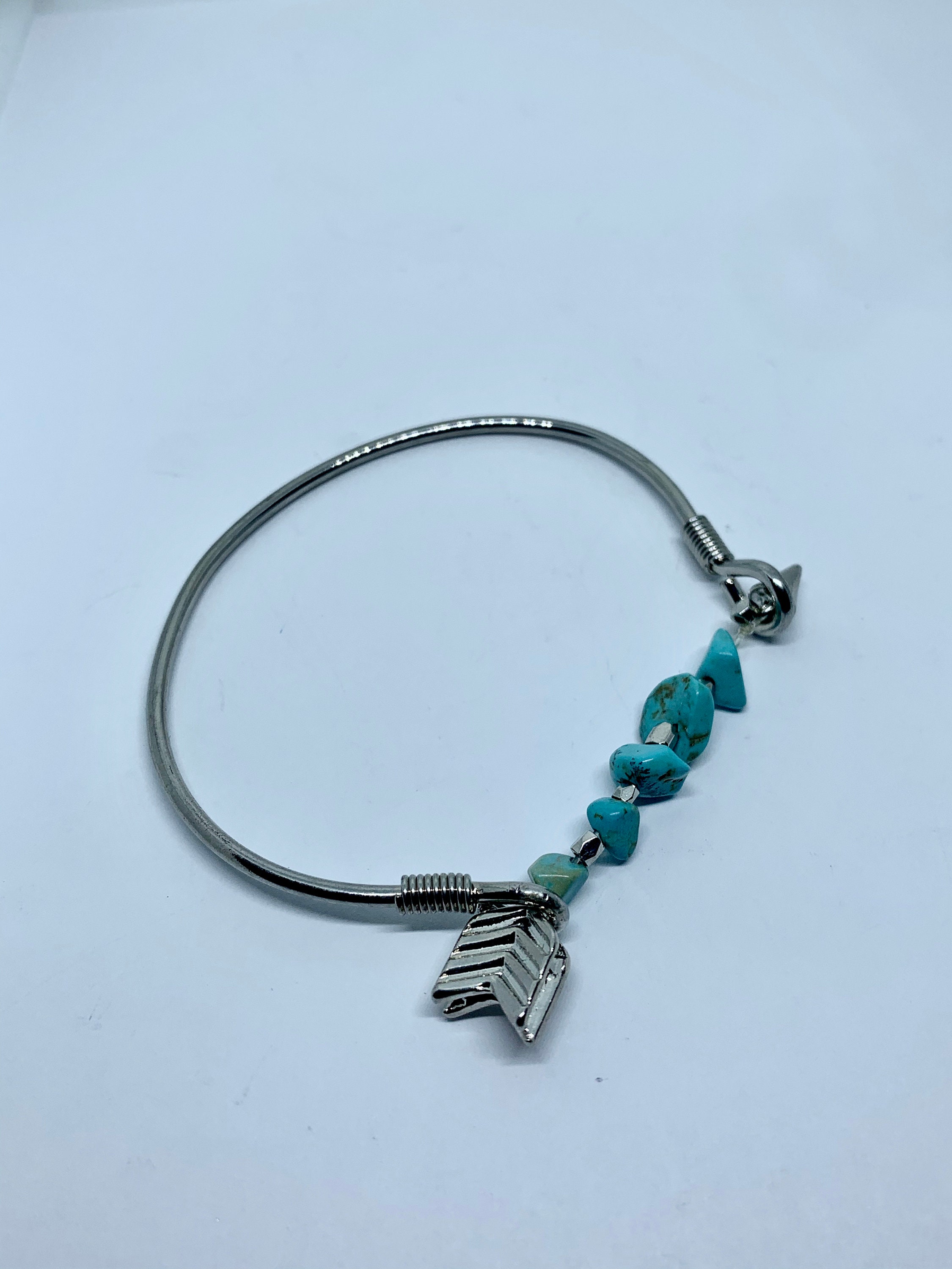 Arrow Bangle Bracelet Silver Bracelet With ArrowTurquoise Etsy