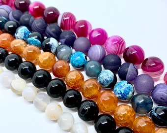 Dyed Agate Gemstone Beads: Banded, Druzy, Teardrop, Chunk - 8MM-24MM Half Strand #350