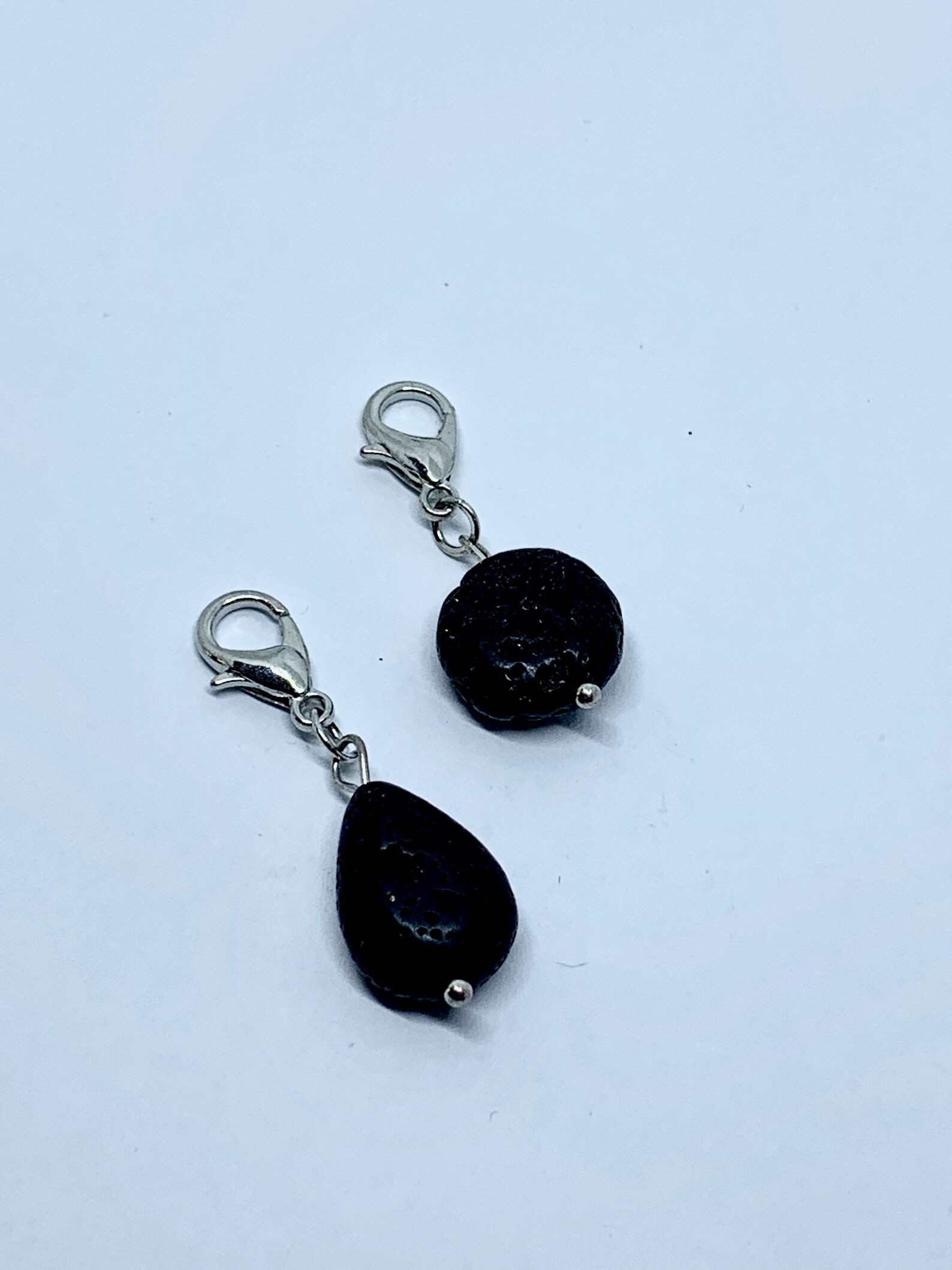 Lava Charms 2 Black Lava Charms Lentil Teardrop Bead Etsy