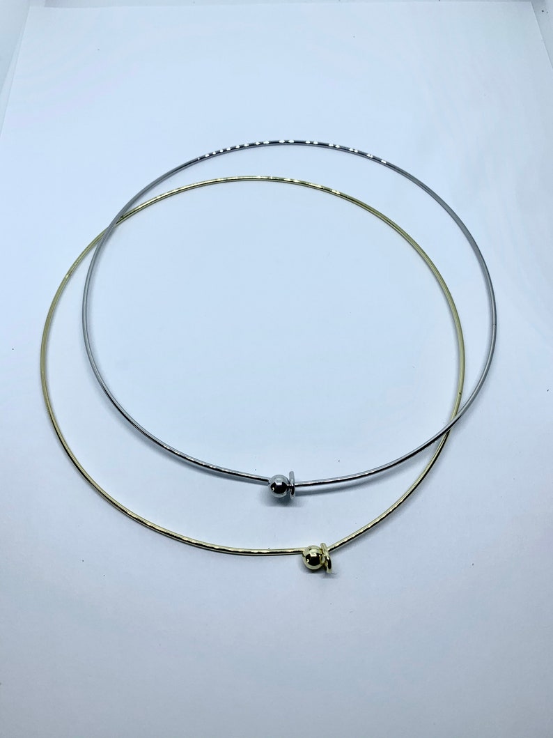 Neck wire, Round Metal Wire Choker Necklace,1.5 MM Thickness, Easy Wear Choker, End Metal Ball Neck wire, Screwed Ball, Jewelry Supplies303 image 3