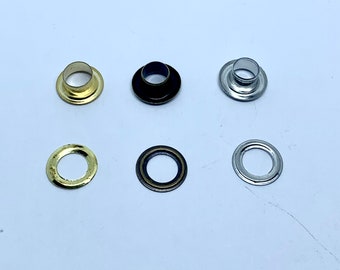 Metal Eyelet Grommets: 20 Sets, Gold, Bronze, Rhodium (2mm-5mm) #164