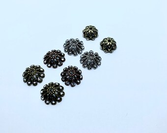 Filigree Rhinestone Bead Caps: Brass, Copper, Antique Silver Spacers ##25