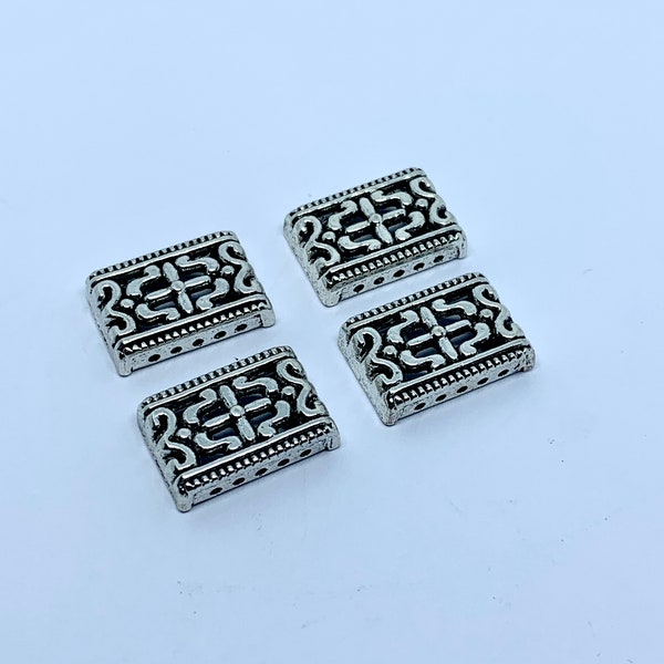 5 Or 3 Hole Spacer Bar, 4 PCS Antique Silver Strand Separators, Rectangle Spacer Bar,Filigree Spacer Bar, Divider Bar, Jewelry Supplies #294