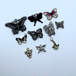 Butterfly Charm Pendant: Enamel, Bronze & Silver Jewelry Findings