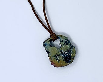 Natural Agate Druzy Pendant Necklace: Frosted Gemstone, Suede Cord #178