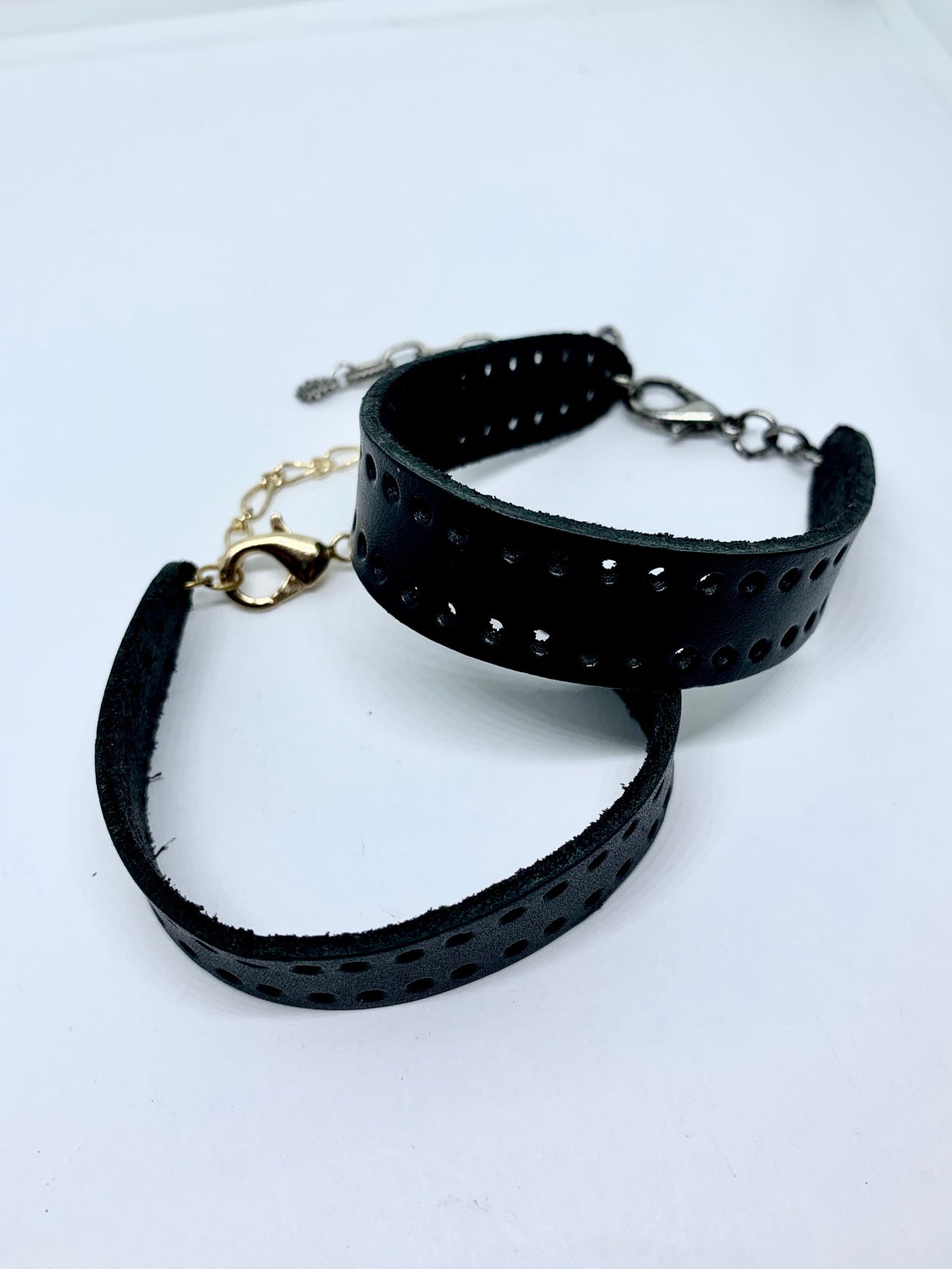 Leather Hole Punch Cuff Bracelet Jewelry DIY Punched Design Etsy UK