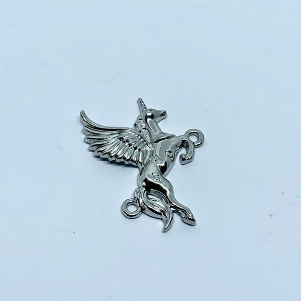 Unicorn Charm/Connector, Jewelry Supplies, Large  Unicorn Charm, Rhodium Metal Unicorn Charm, 23mmx20mm, Fantasy Unicorn, DIY, 1 PSC # 306