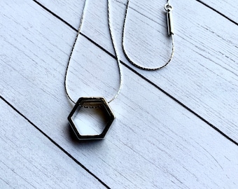 Geometric Hexagon Pendant Necklace: Delicate Women's Jewelry ##13