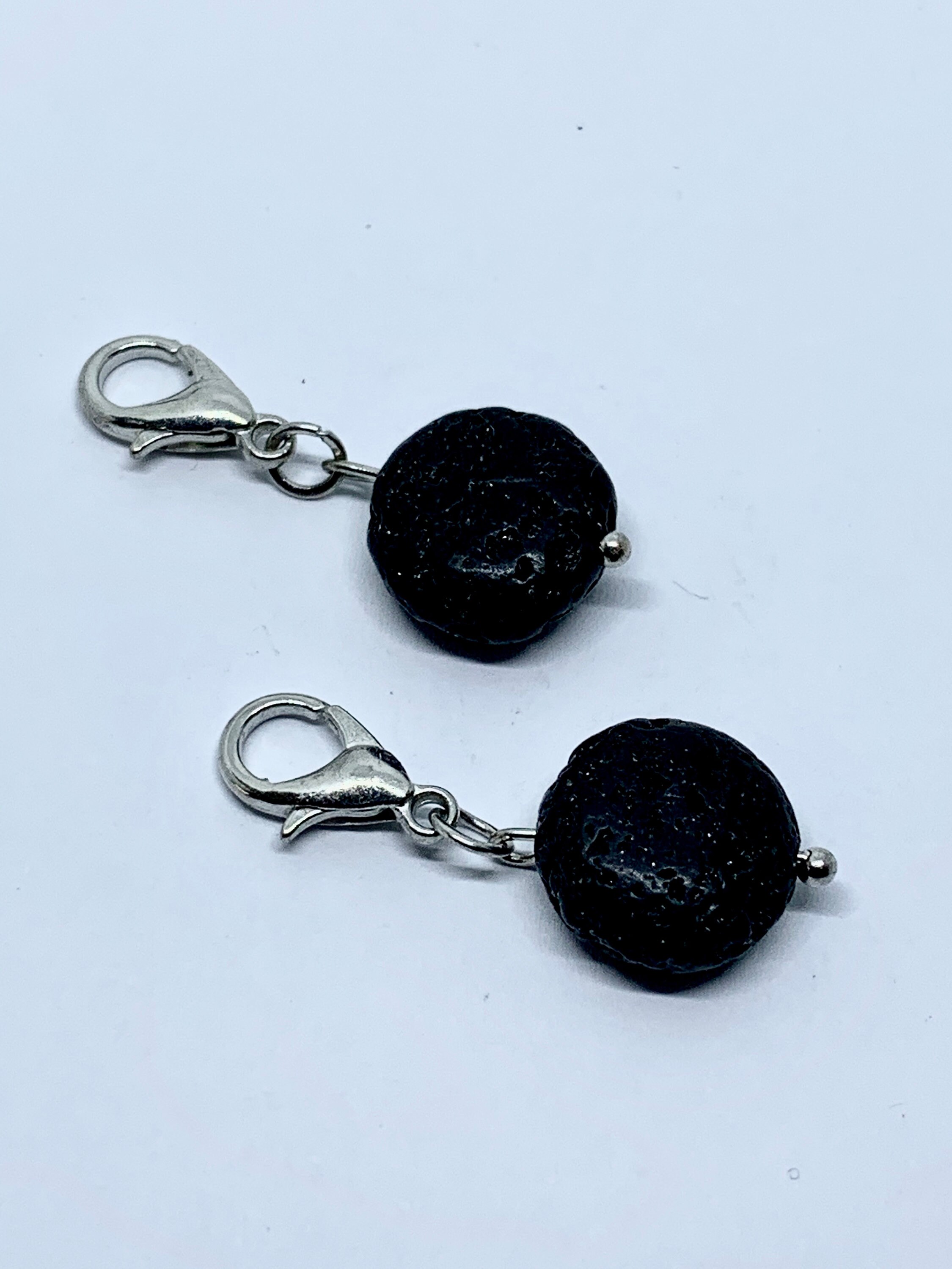 Lava Charms 2 Black Lava Charms Lentil Teardrop Bead Etsy