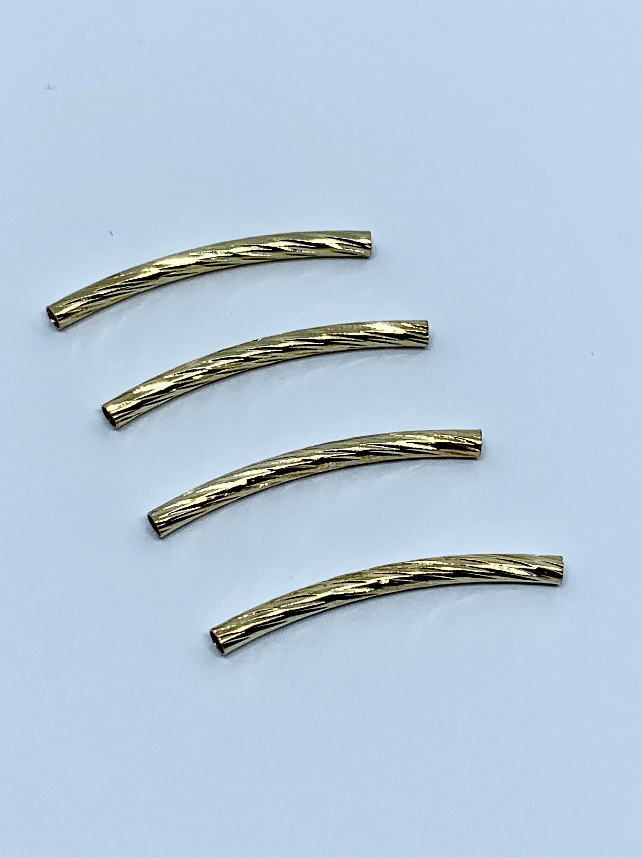 Curved Metal Tube Beads Silver Gold Plated Beads 4PCS Etsy