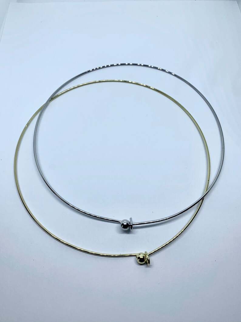 Neck wire, Round Metal Wire Choker Necklace,1.5 MM Thickness, Easy Wear Choker, End Metal Ball Neck wire, Screwed Ball, Jewelry Supplies303 image 2