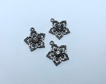 Flower Charms/Pendant, Rose Pendant, Charms With Lobster Clasp, Jewelry Supplies, Bracelets, Keychain Charm, DIY, Rhinestone Pendant  # 268