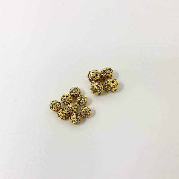 Rhinestone Metal Beads, Round Beads, 6 mm,8mm Sparkling Crystal Beads, Gun Metal,Bronze,Copper,Gold Rhinestone Beads, Rhinestone Spacers#302