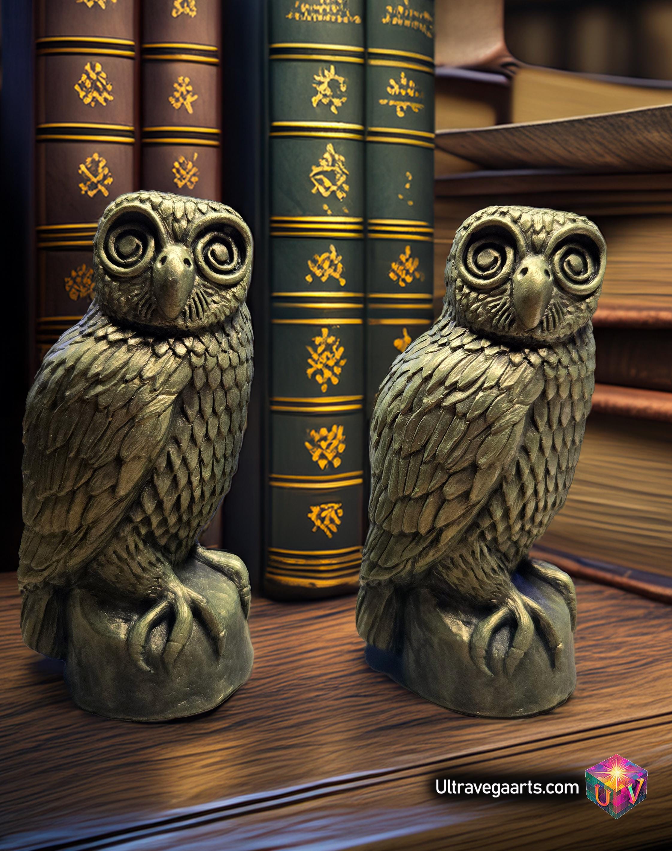 Spiral Eyed Mystic Owl – Handmade Sculpture (5 Inches Tall, 2.5 Inches Wide)