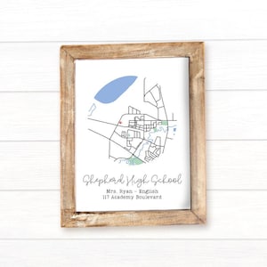 Personalized School Map Gift | DIGITAL | Personalized Teacher Gift | Custom Map | Valentine's Day Gift | Valentine's Gifts for Teacher