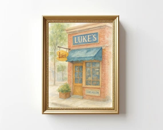 Luke's Diner Watercolor Print | Printable Fall Art | Stars Hollow Wall Decor