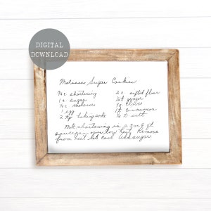 Custom Handwritten Recipe | DIGITAL | Personalized Valentine's Day Gift | Handwritten Sign | Holiday Gift | Handwritten Recipe Card