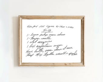 Custom Recipe Illustration – Family Recipe Digital Print, Handwritten Keepsake Art, Personalized Kitchen Wall Decor, Heirloom Recipe Gift