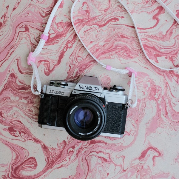 White - Pink Handmade Adjustable Strong Woven Camera Strap