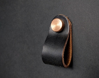 Leder Möbelknauf Horween Schwarz Chromexcel
