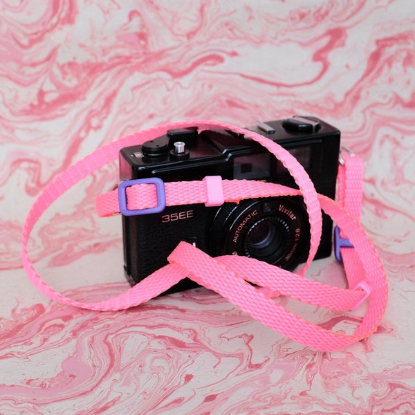 Pink Purple Handmade Adjustable Strong Woven Camera Strap
