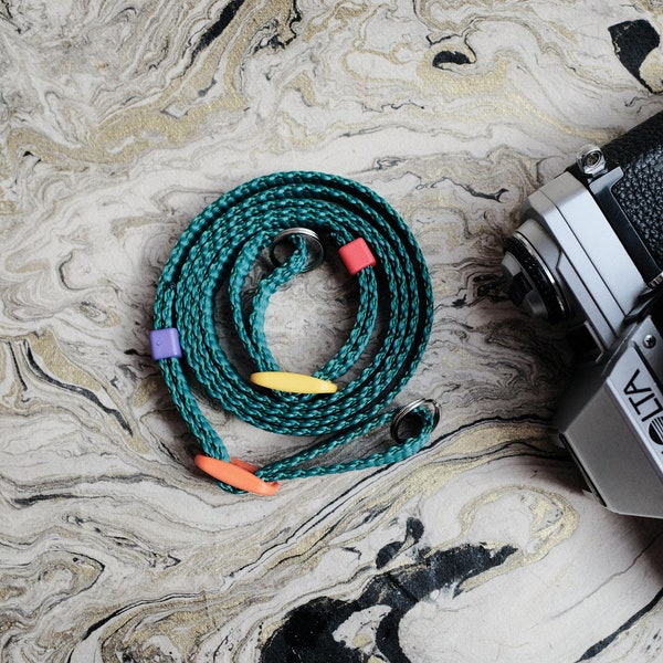 Green Colourful Handmade Adjustable Strong Woven Camera Strap