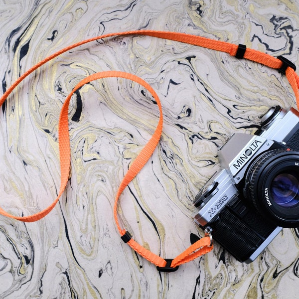 Orange Black Handmade Adjustable Strong Woven Camera Strap