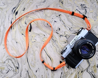 Orange Black Handmade Adjustable Strong Woven Camera Strap