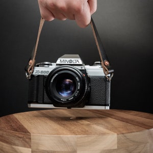 Black Chromexcel Short Handmade Horween Leather Camera Strap With Cooper Rivets