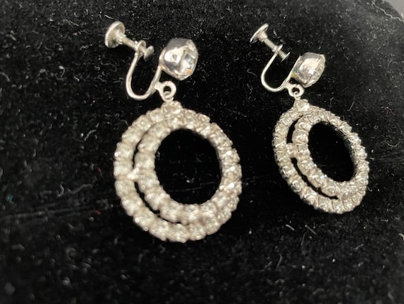 Vintage Rhinestone Hoop Earrings - image 2