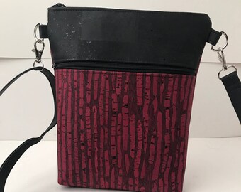 Cork Bag/Crossbody Bag/Cellphone Bag/Purse Hipster 2.0 Adjustable Strap - Jade Wine