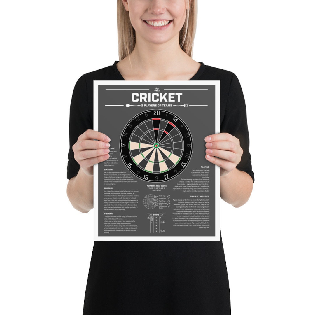 Darts Rules Poster Cricket Smaller Size 11 X 14 Slate Gray Etsy
