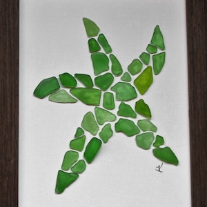 Sea Glass Starfish Eco-Art: Hergestellt aus weggeworfenen Flaschen, die durch die Gezeiten an den Stränden von Narragansett, Rhode Island, verwittert waren.