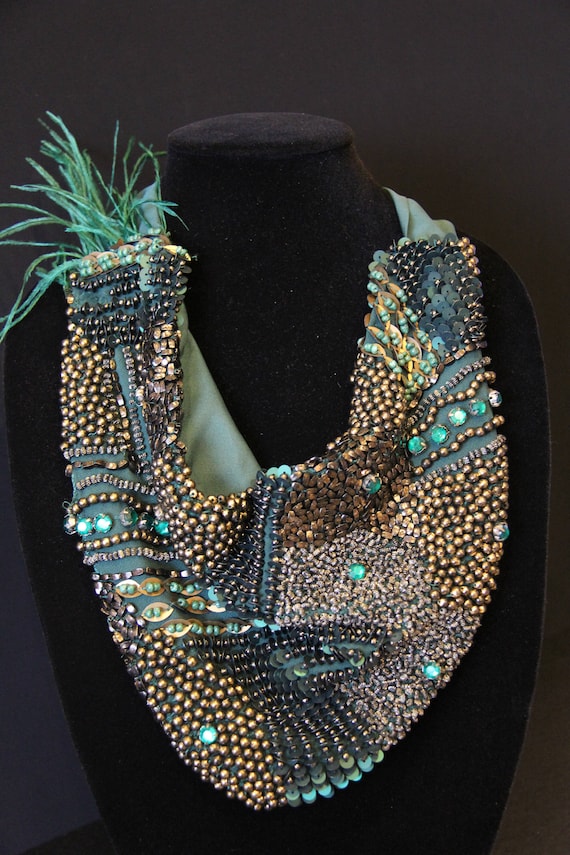 Renee Christopher Beaded Scarf Necklace Embellished - Scarf Pendants Uk Renee Christopher Beaded Scarf Necklace Embellished - Scarf Pendants Uk