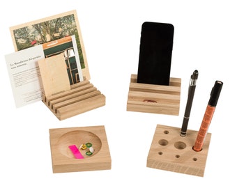 Organiseur bureau en 4 parties amovibles, jeu Montessori organiseur bois massif pour bureau, stylos, crayons, papiers, petit rangement