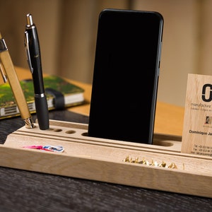 Petit organiseur bureau, organiseur bois pour bureau, téléphone, support pour stylos, smartphone, cartes de visite, organiseur pour fiche