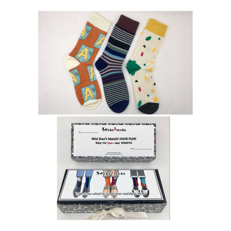 3 PAIRSGift Box of high quality happy funny novelty Men/' s crew wedding Easter combed cotton socks