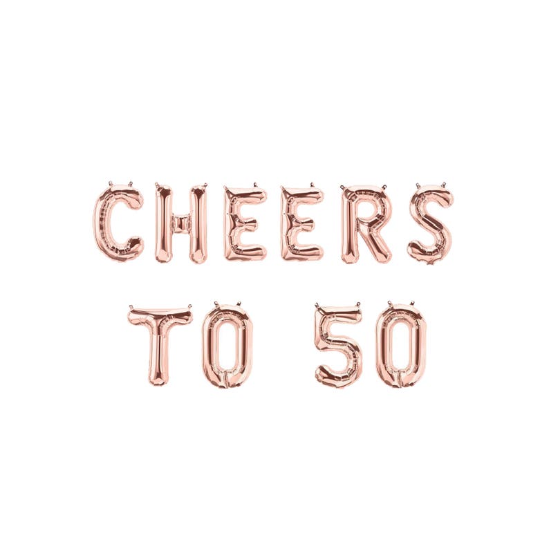 Cheers to 50 Rose Gold Balloons,Cheers to 50 Letter Balloons,Cheers Rose Gold Letter Balloons,Cheers Balloons,Cheers Banner,50th Birthday