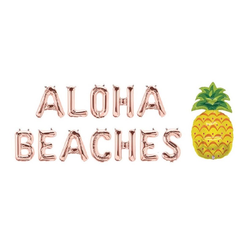 Aloha Beaches Letter Balloons,Aloha Beaches Rose Gold Balloons,Aloha Beaches Rose Gold,Aloha Balloons,Luau Bridal Shower,Luau Bachelorette