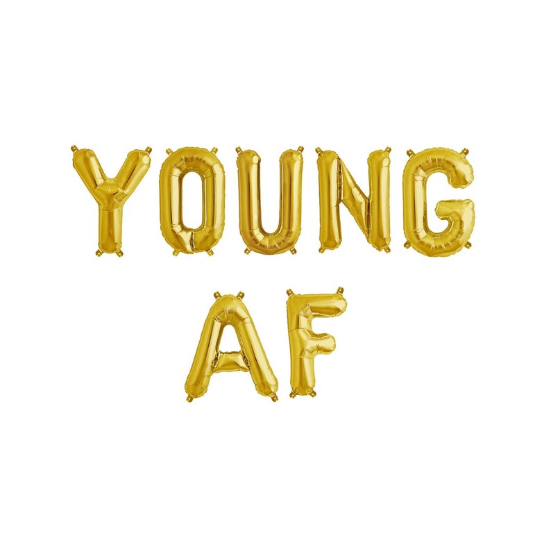 Young AF Gold Balloons,Young AF Letter Balloons,Young AF Gold Letter Balloons,Young af Balloons,18th Birthday Balloons,18th Birthday,21 Bday