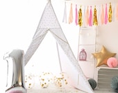 Tipi tent for kids quot Little princes II quot - girls teepee tent,gold teepee tent, canvas teepee, wigwam, gold indoor tent, toddler teepee tent