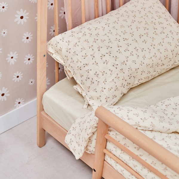Natürliche Zweige - Musselin Bettwäsche Set, Bettbezug, Kinderbettwäsche, Kissenbezug, Kinderbettwäsche