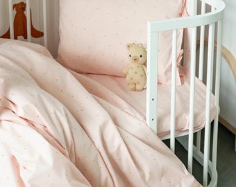 Blush Stars – Handmade Cotton Kids Bedding Set