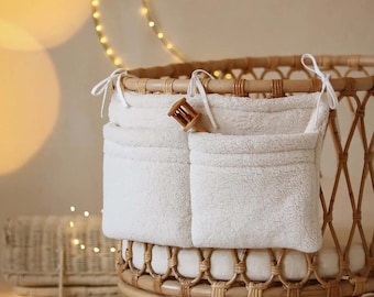 Ecru Teddy Crib Organizer: Baby Bed Pocket