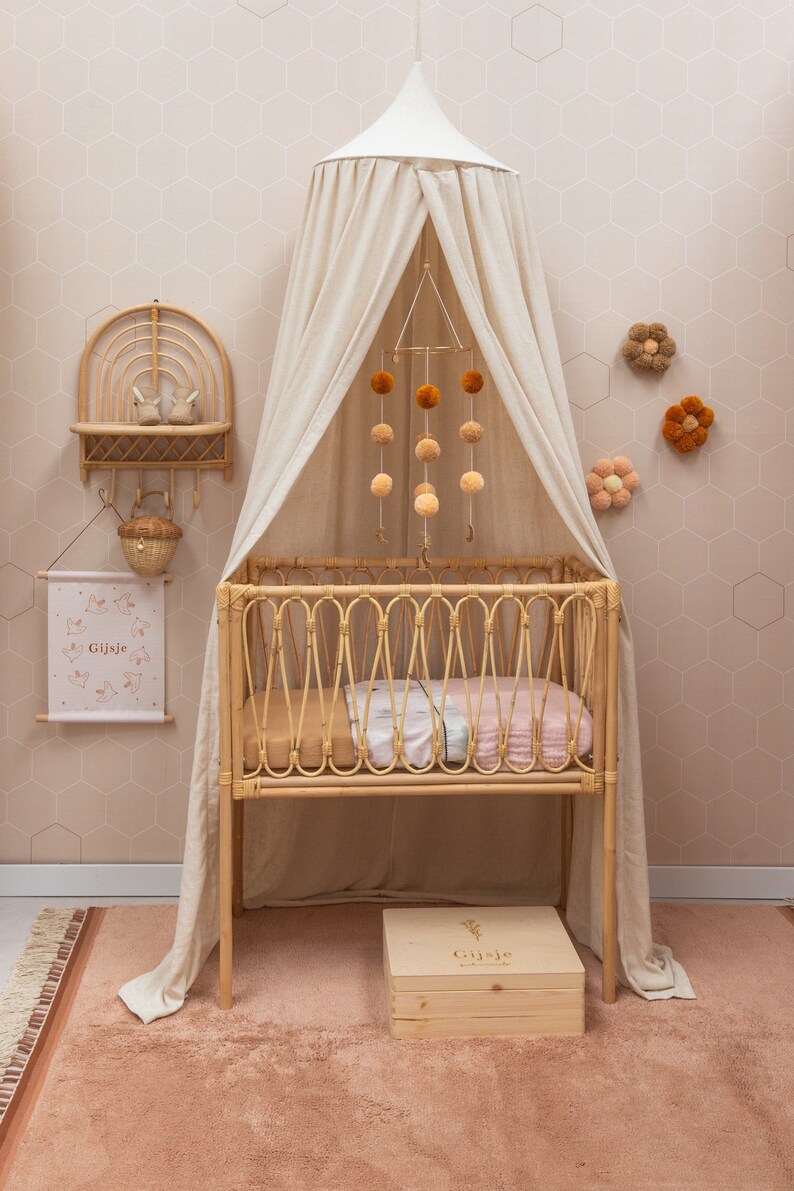 Natural Linen Canopy beige Bed Canopy Bedhemel Linen Etsy