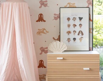 Handmade Blush Stars - GOTS Cotton Bed Canopy, Boho Kids Room Decor