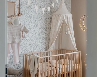 Handmade Sand Gingham Muslin Bed Canopy – Boho Nursery Decor