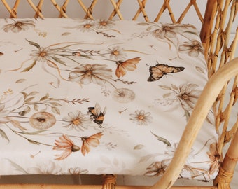 Gold meadow on white - fitted sheet, hoeslaken